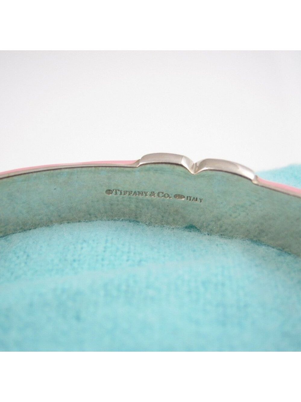 TIFFANY & CO Pink Enamel Wide Med Bangle Bracelet - Picture 6 of 6